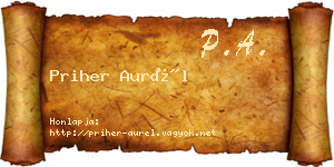 Priher Aurél névjegykártya
